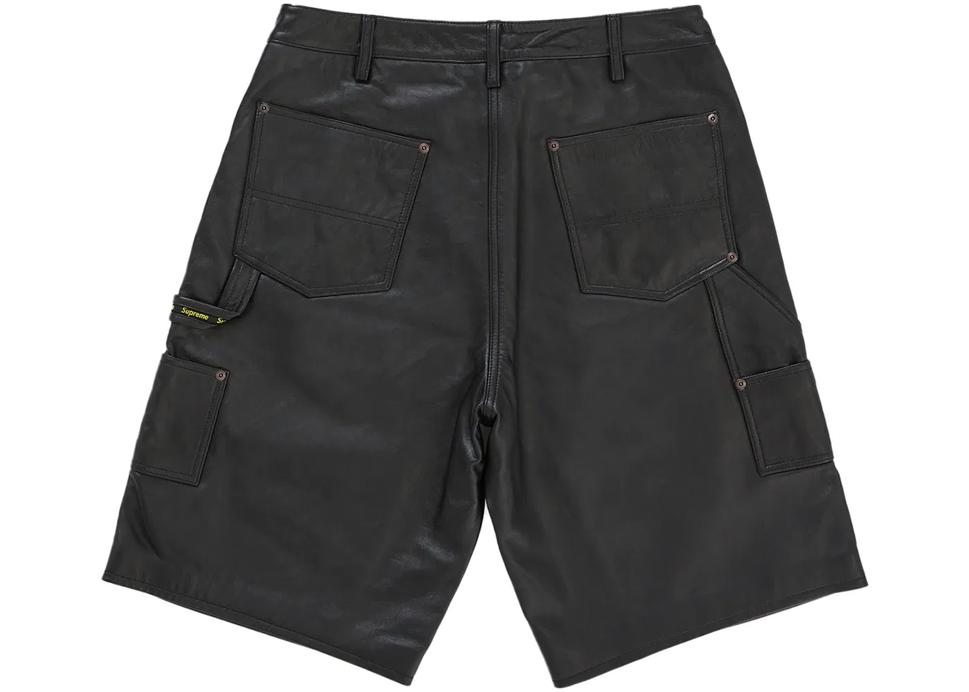 Мужские кожаные шорты с двойным коленом Supreme Leather Double Knee Painter, черный — фото 2