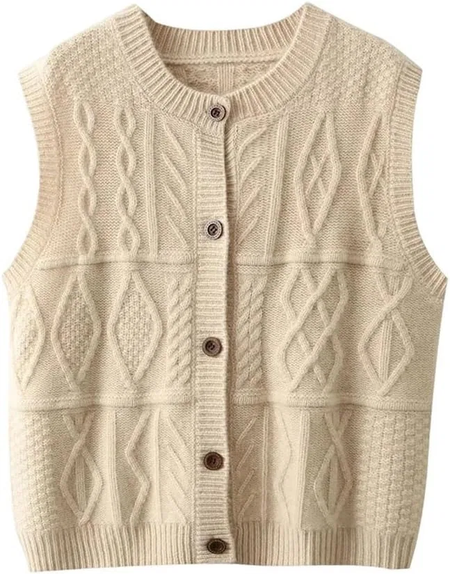 Женский жилет без рукавов, 100% кашемир, Middle Gray Vest