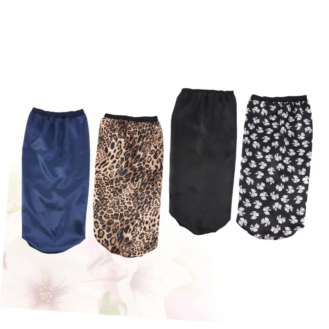 Набор шапок для сна из 4 шт, VINTORKY, Black, Navy, Black Bow, Leopard — фото 3