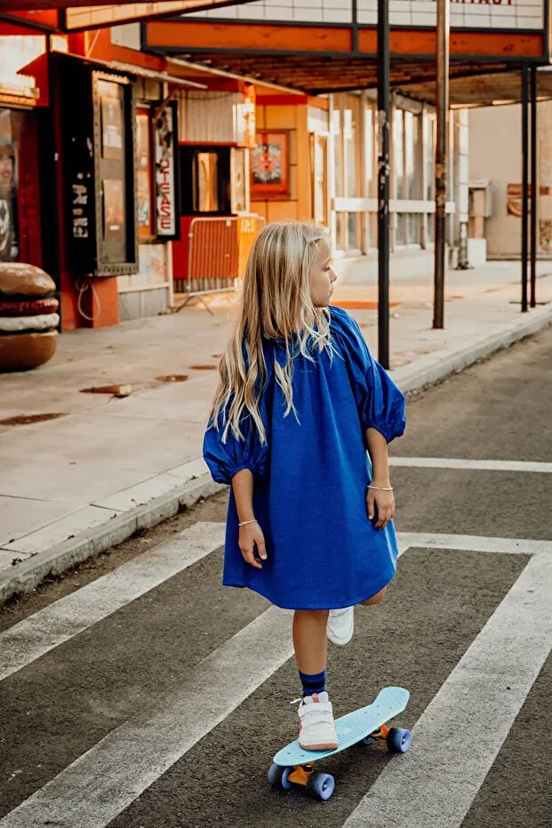 Детское платье для девочек с длинным рукавом Sheshe, Navy Blue — фото 3