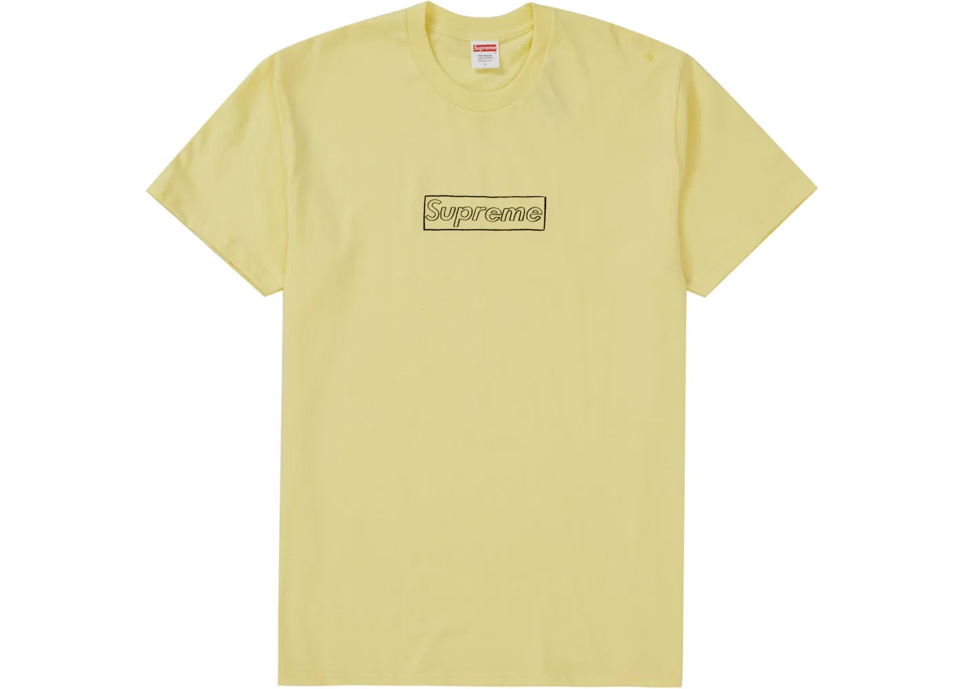Мужская футболка с логотипом KAWS Chalk Logo Tee Supreme, Pale Yellow