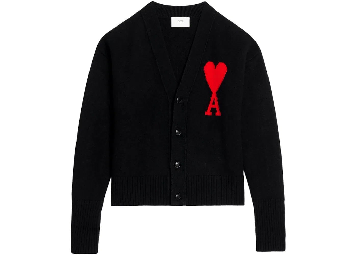 Мужской кардиган из мериносовой шерсти Ami De Coeur Ami Paris, Black/Red