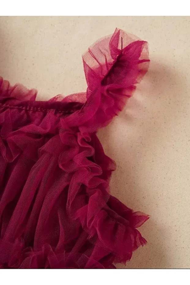 Детское платье для девочек с завязками на талии Indress, Burgundy — фото 2
