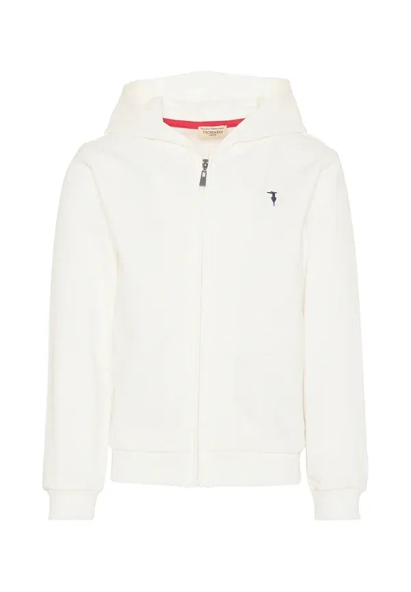 Худи на молнии из хлопка Zip-up sweatshirt Tru Trussardi Junior, Ivory, слоновая кость