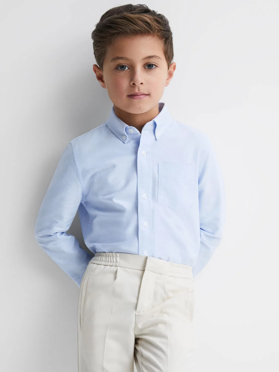 Рубашка оксфорд Greenwich Reiss, мягкий голубой