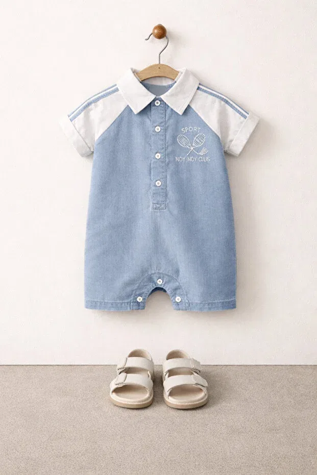 Детский комбинезон для мальчиков джинсовый с принтом Tifina Kids, Jeans