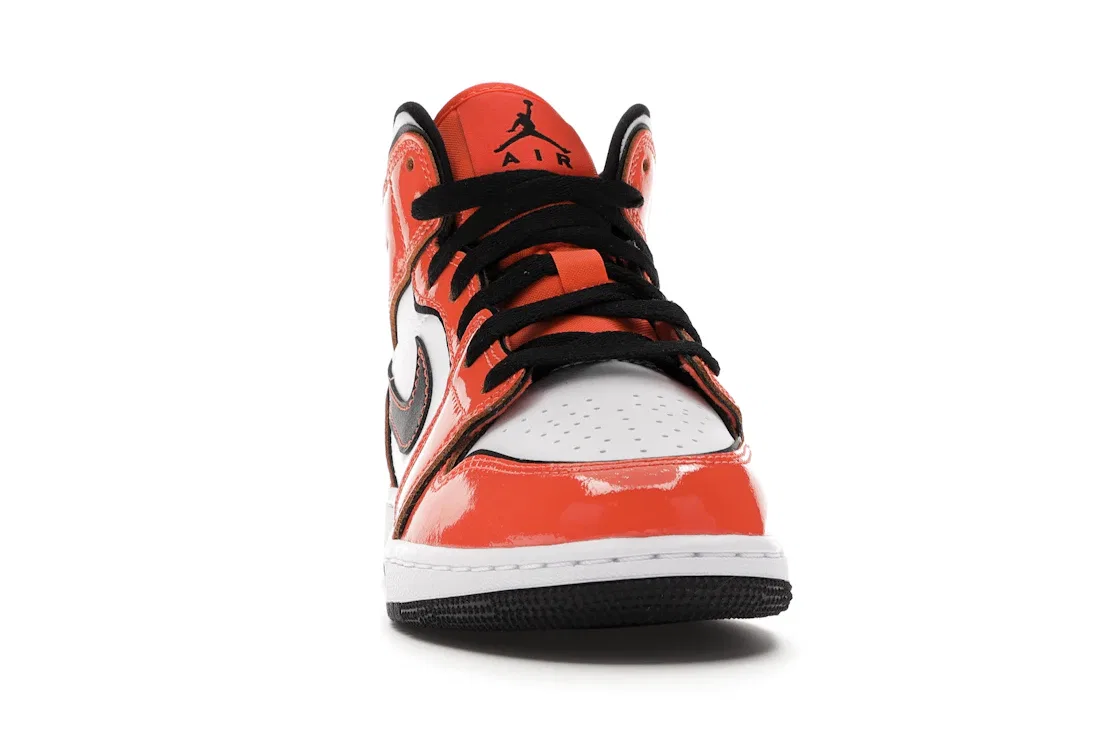 Детские кроссовки для мальчиков с кожаным верхом Jordan 1 Mid Jordan, Turf Orange/Black-White — фото 2