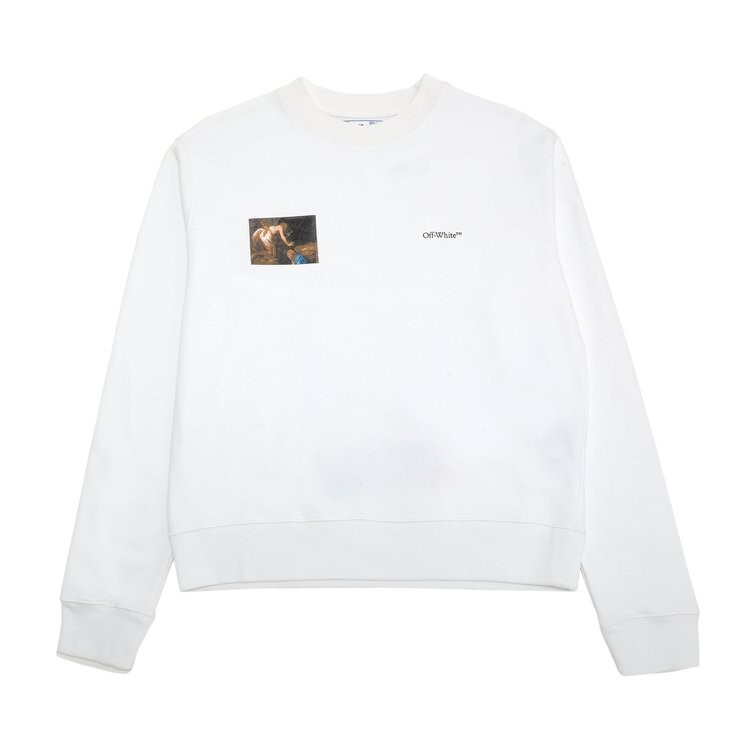 Толстовка Off-White Caravaggio Angel Slim Crewneck 'White/Black', белый — фото 2