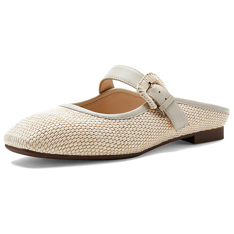 NINE WEST Женские плетеные тапочки с закрытым носком абрикосовые, цвет Apricot — фото 4