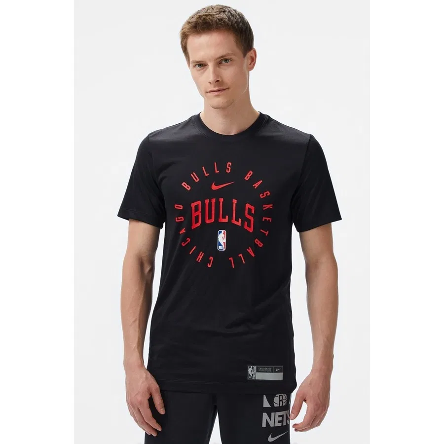 Футболка с длинным рукавом Chicago Bulls NBA SS Crew Black Nike, Черный