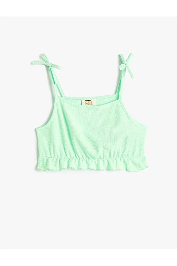 Детский топ для девочек с рюшами Crop athlete strap top with bow detail and ruffles Koton, Green