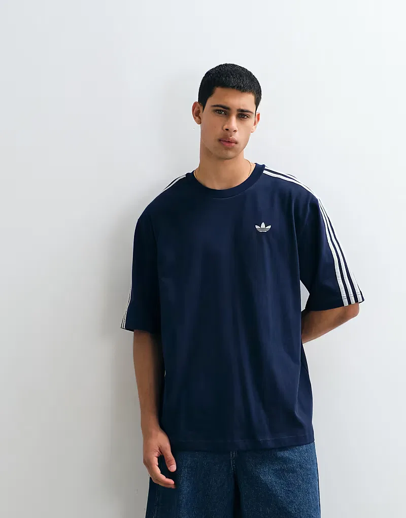 Футболка Adidas Originals с тремя полосками, темно-синий — фото 2