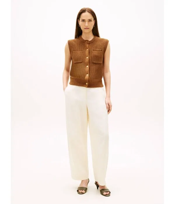 Женские брюки из льна Carrot Fit Tommy Hilfiger, Crema — фото 2