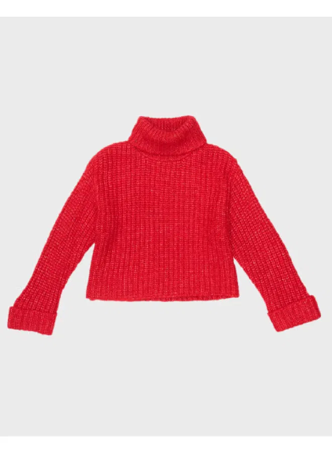 Свитер с высоким воротом вязаный Zara, красный