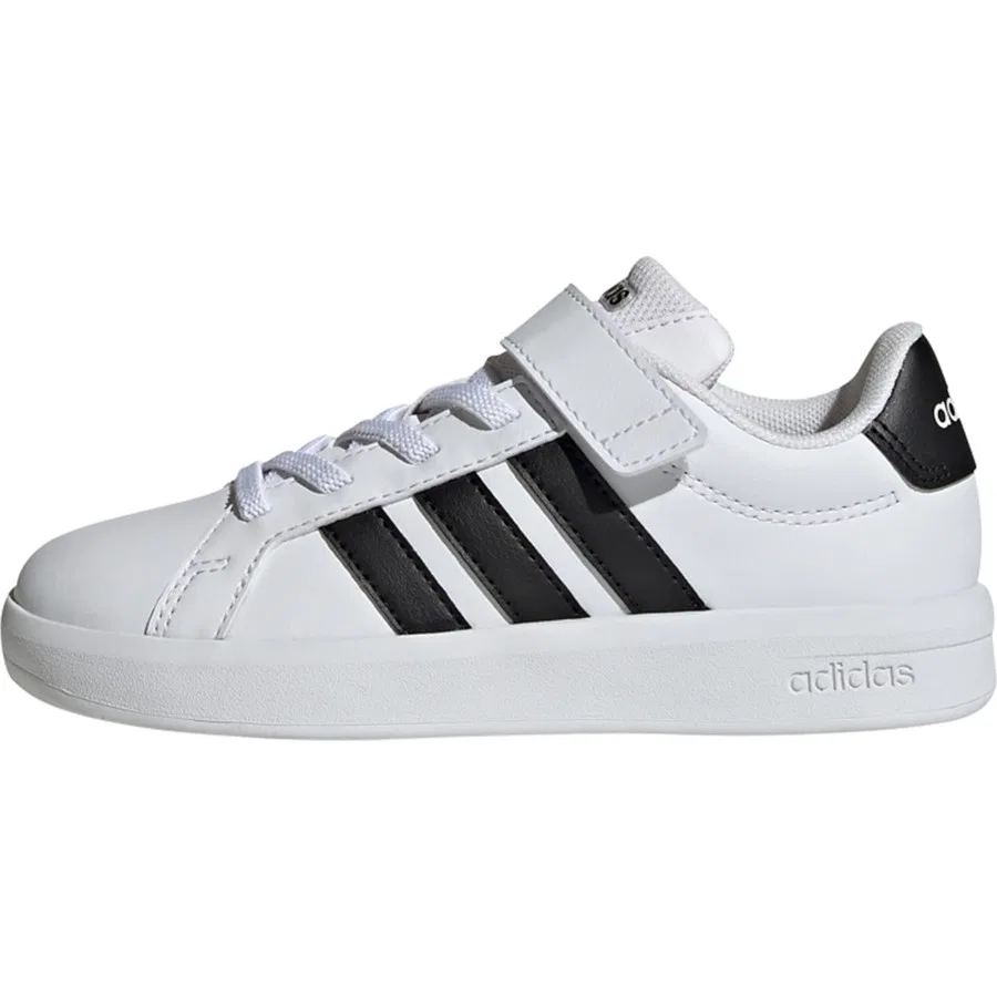 Детские кроссовки с эластичными шнурками Grand Court 3.0 Shoes Children adidas, Черно-белый — фото 2