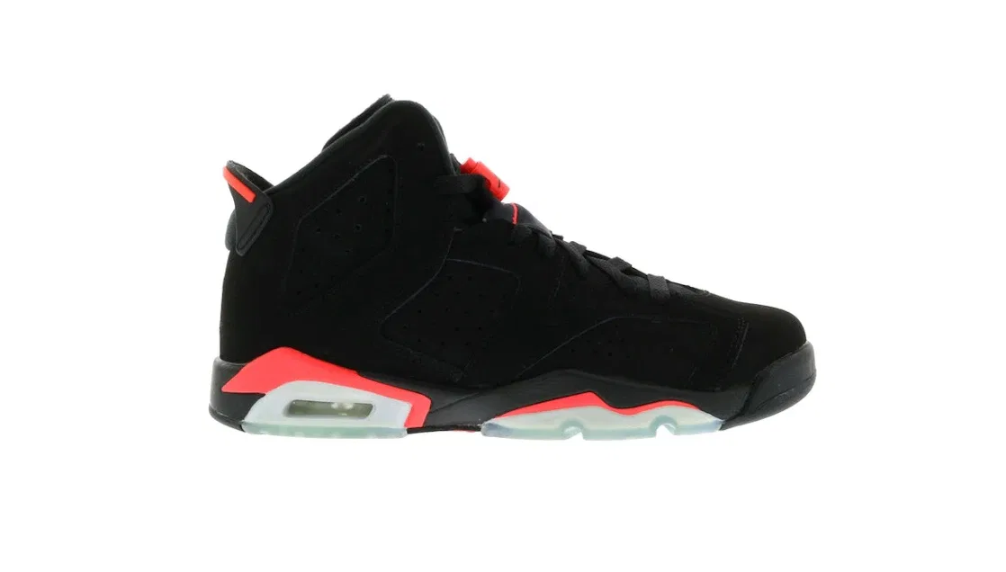 Детские кроссовки с верхом из нубука Jordan 6 Retro Jordan, Black/Infrared23-Black