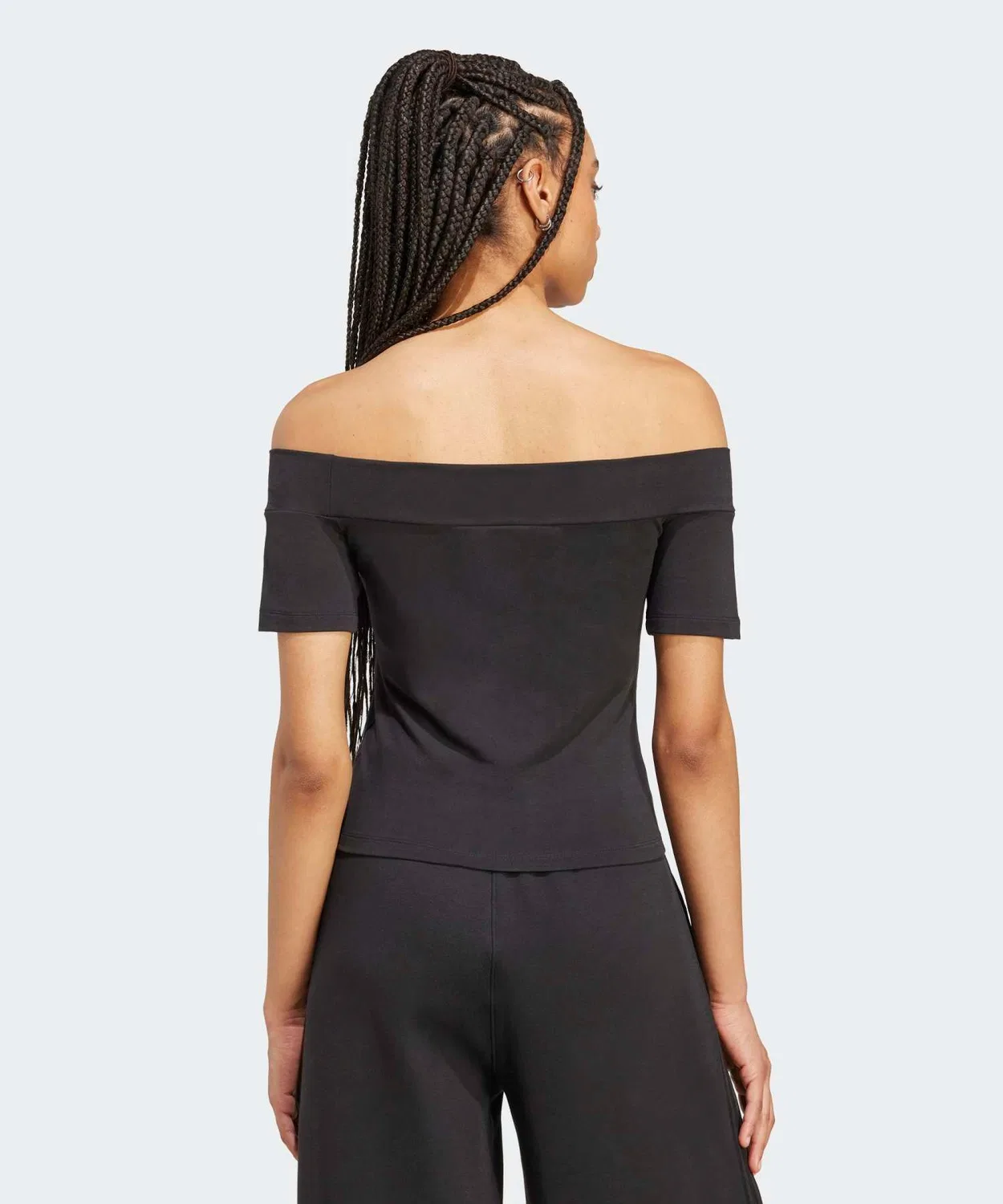 Женская футболка с банджи-воротником и принтом Adidas Originals, Black — фото 3