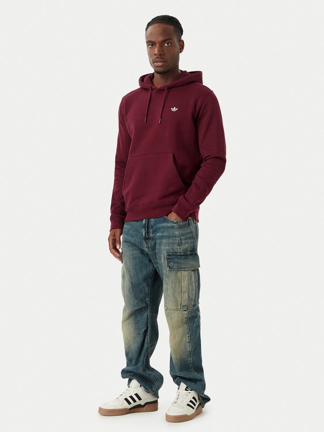 Мужская толстовка стандартного кроя Trefoil Essentials Adidas, темно-красный — фото 2