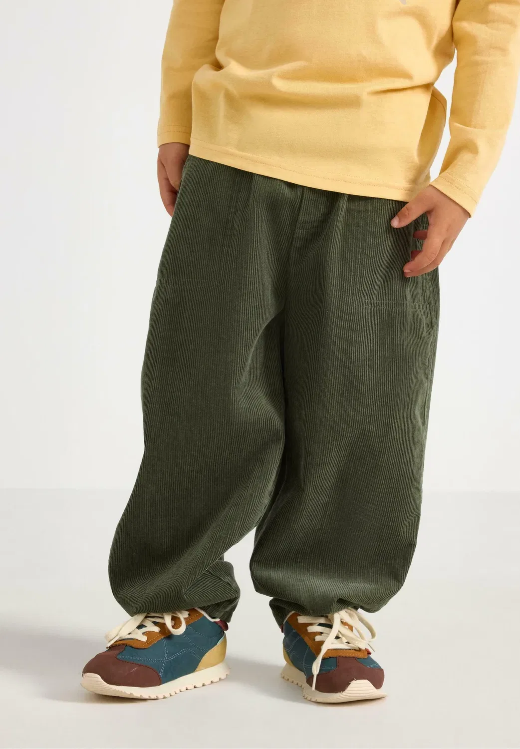 Свободные брюки из вельвета - брюки Lindex, Khaki — фото 2