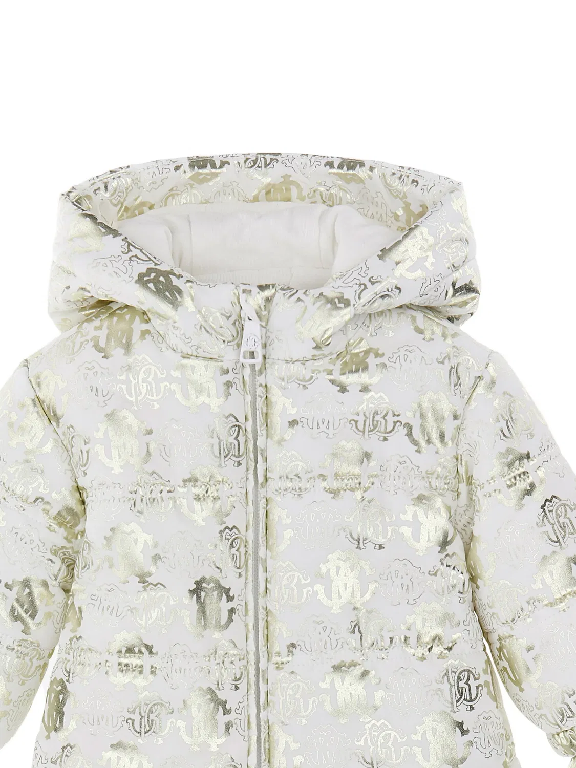 Дутый комбинезон с монограммой RC Roberto Cavalli Junior, белый — фото 3