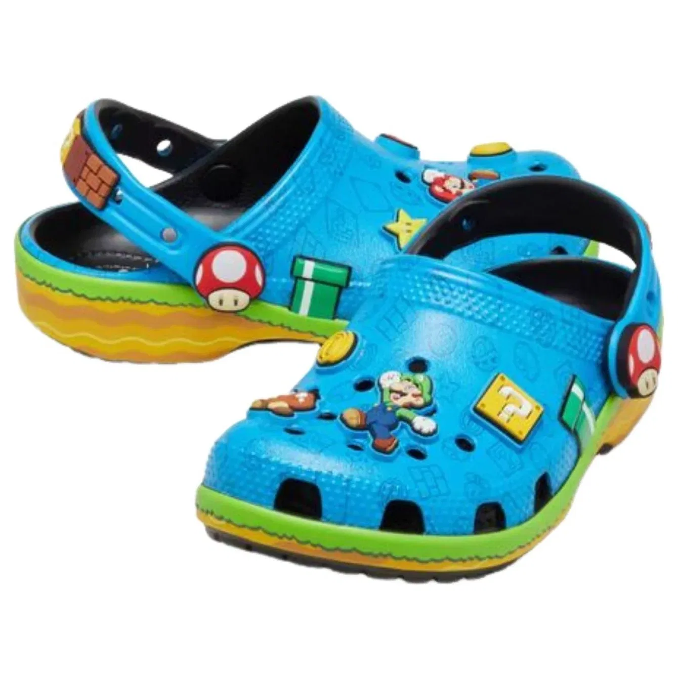 Детские сандалии с резиновым верхом Super Mario Classic Clog 'Blue Multi' Crocs, синий — фото 2