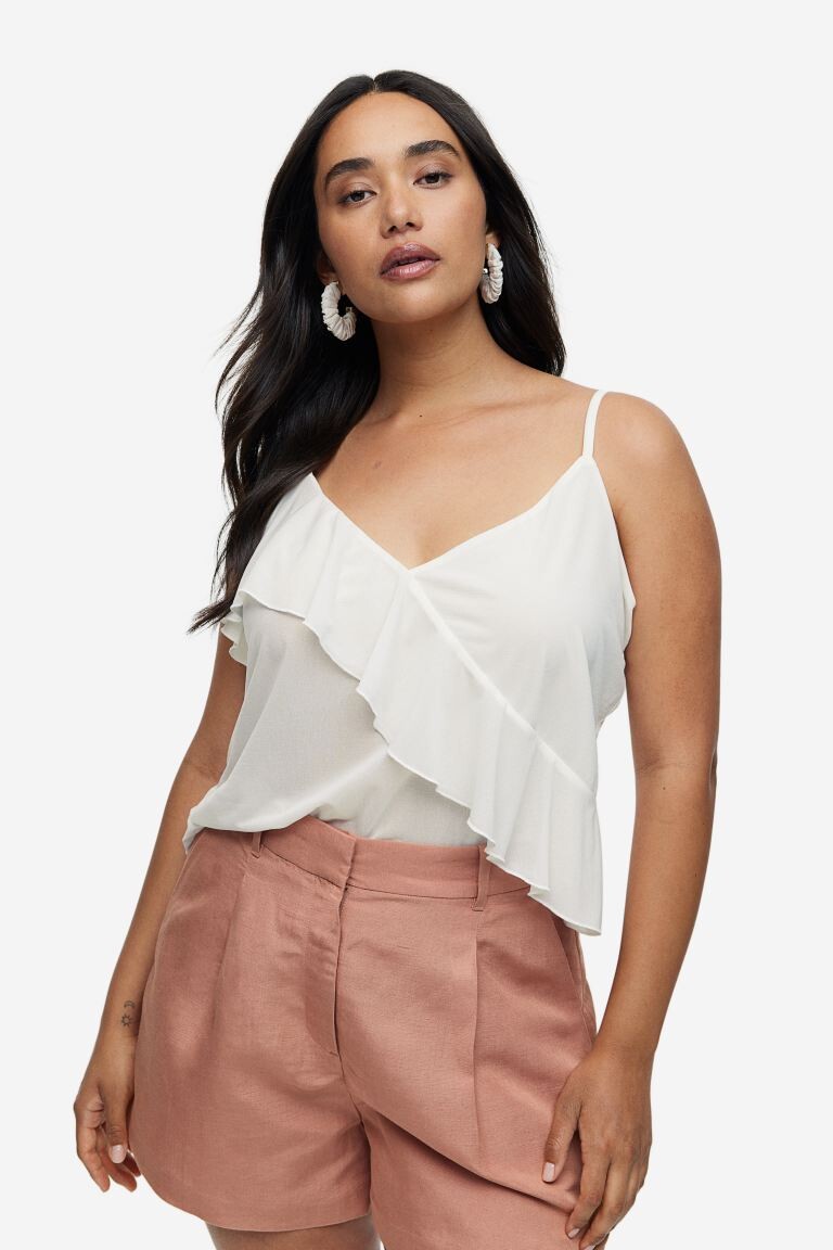 

Топ на бретельках с оборками H&M, белый