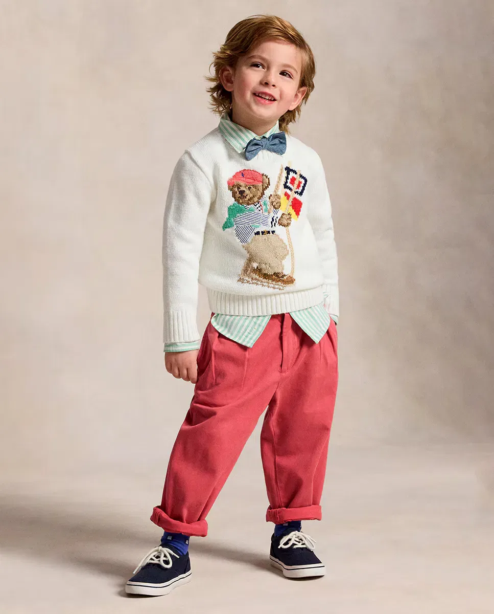 Детский джемпер для мальчиков хлопковый Polo Bear Polo Ralph Lauren, Blanco Roto — фото 3