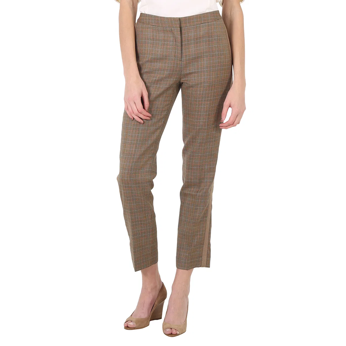 Брюки прямого кроя с принтом Houndstooth Check Tailored Trousers Burberry, Beige