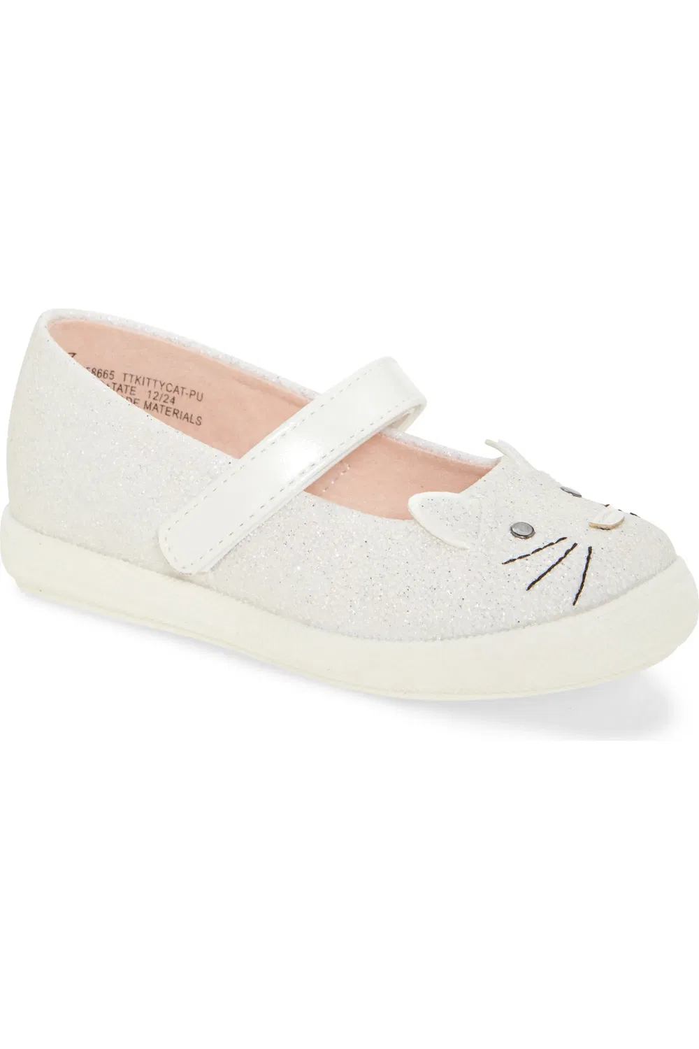 Детские туфли Мэри Джейн с кошачьим принтом Tucker + Tate, White Shimmer