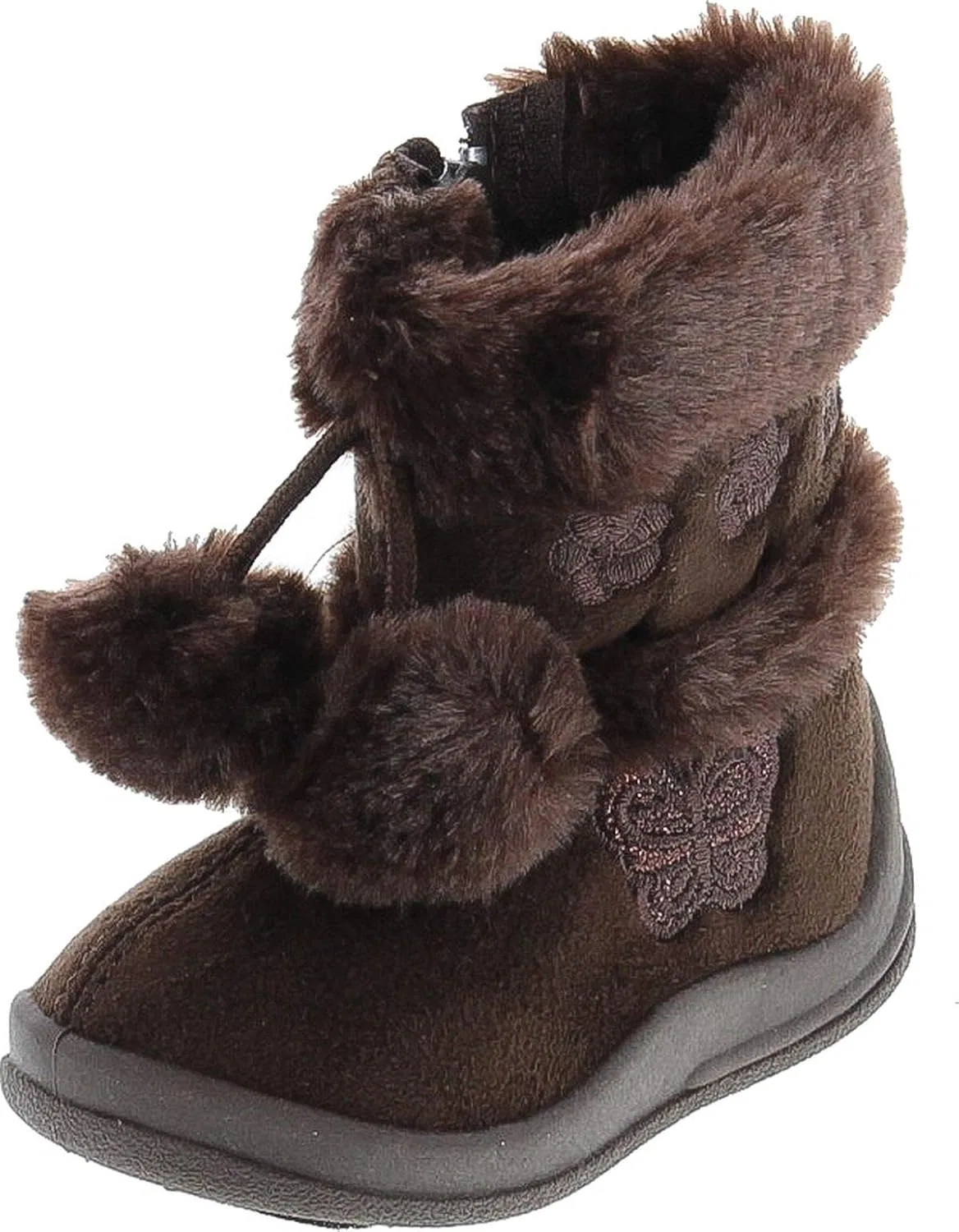 Детские ботинки для девочек с блестками и помпонами Zello Butterfly Max Footwear, Brown