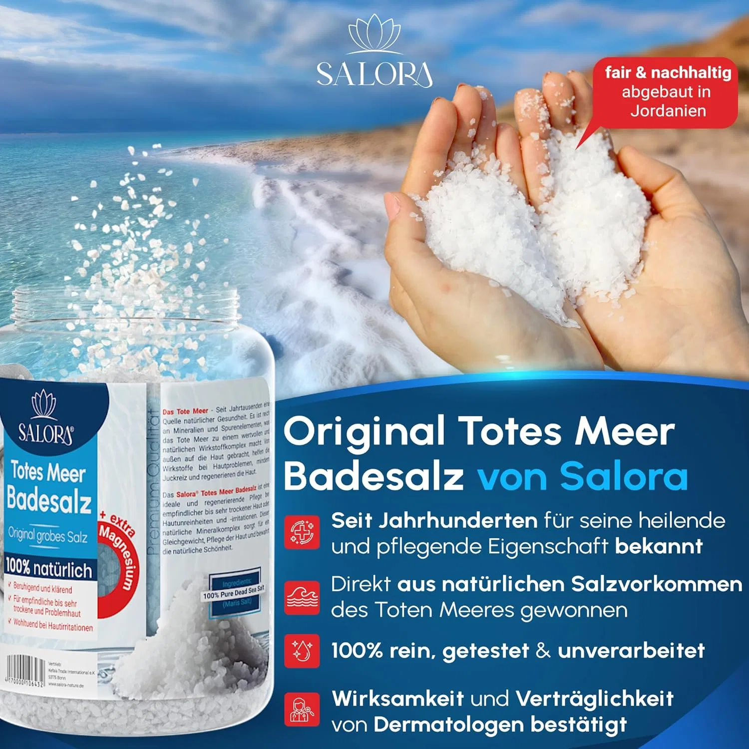 Соль для ванн Salora Original Dead Sea Bath Salts 10 кг, без аромата, Белый — фото 2