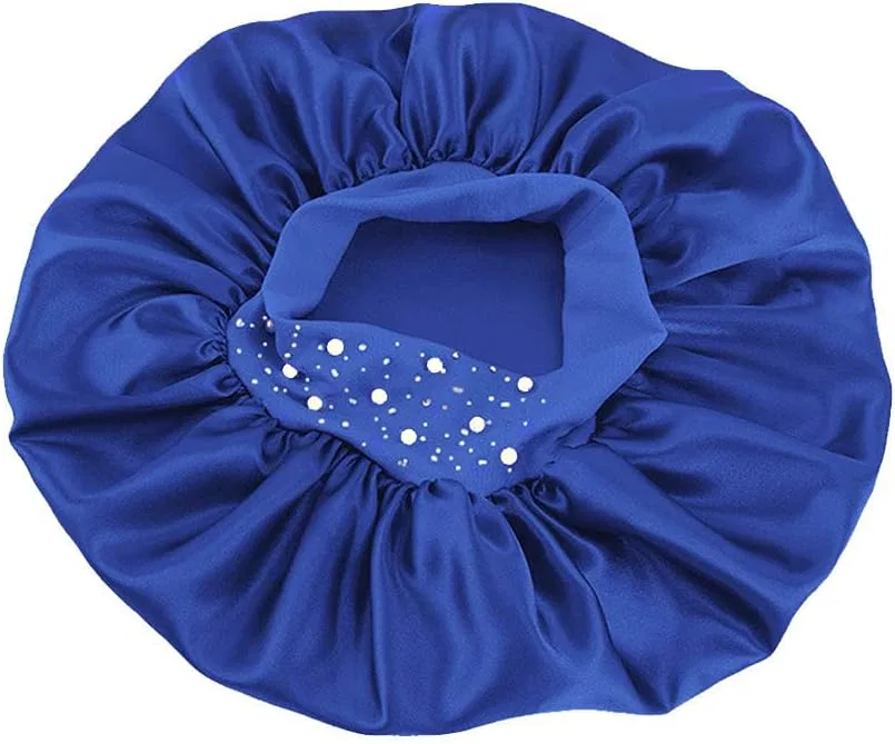 Шапочка для душа Sparkly Pearl Rhinestone Satin Bonnet, YeeMan, Royal — фото 3