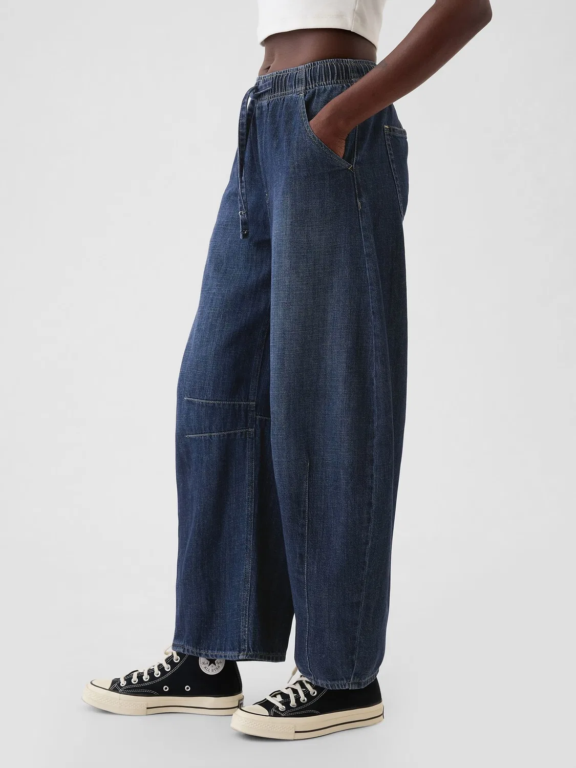 Джинсы, свободные, лошадиная подкова Gap, синие — фото 4