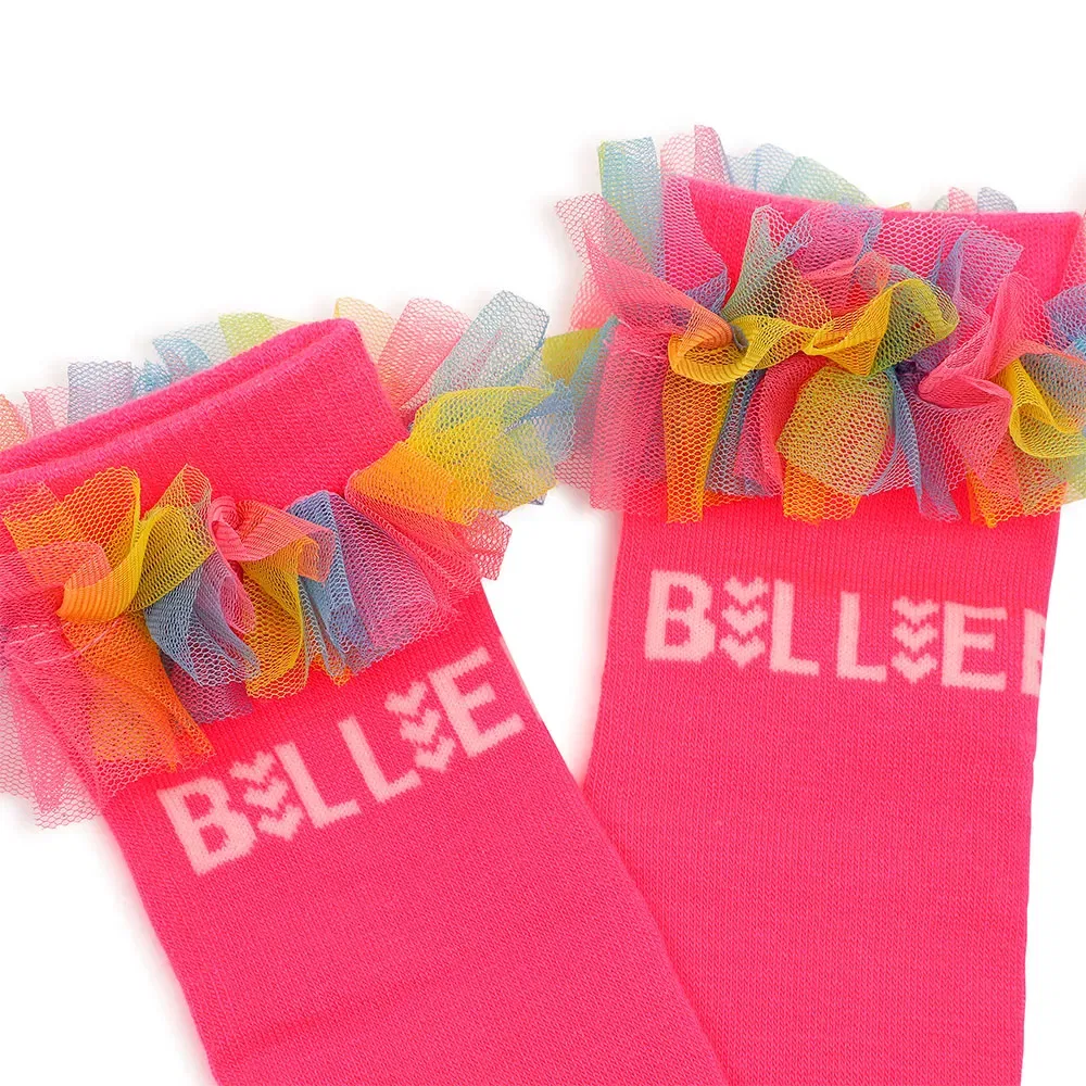 Детские носки для девочек с сетчатой оборкой Billieblush, Pink — фото 3