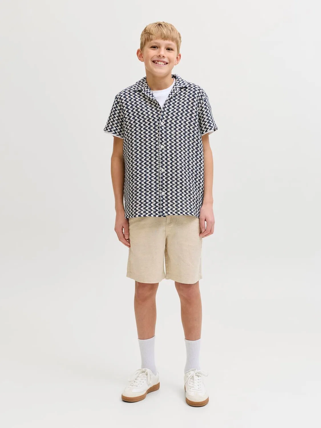 Рубашка с узором, вязаная JACK & JONES JUNIOR, синий — фото 2
