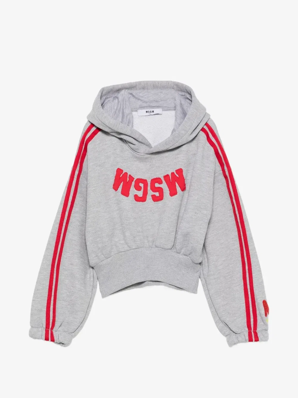 Худи с логотипом-нашивкой и боковыми полосками MSGM Kids, серый