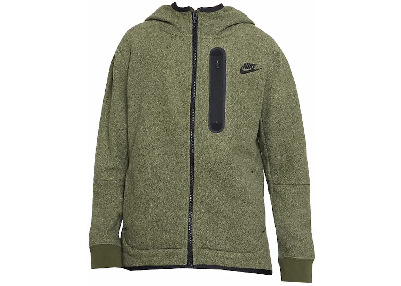 Детская худи из футера с полной застежкой-молнией Nike Sportswear Kids Tech Fleece Winterized, Rough Green/Black