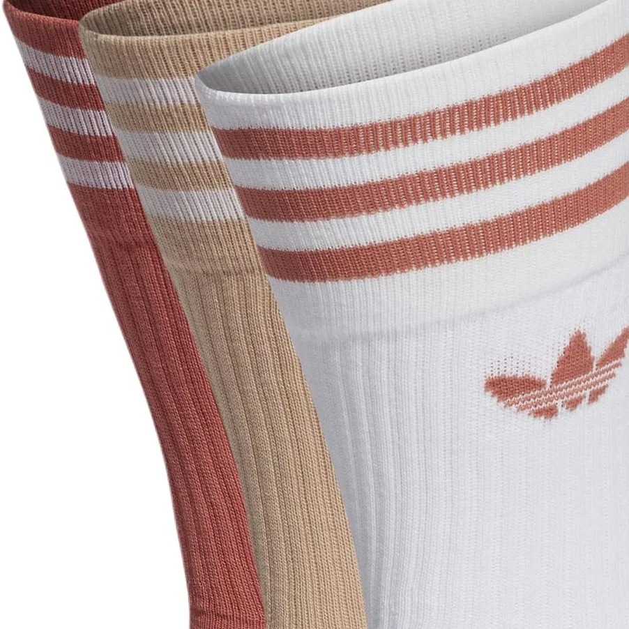Носки с логотипом Adidas Originals, 3 пары, White/Magic Dream Beige/Magic Orange — фото 3
