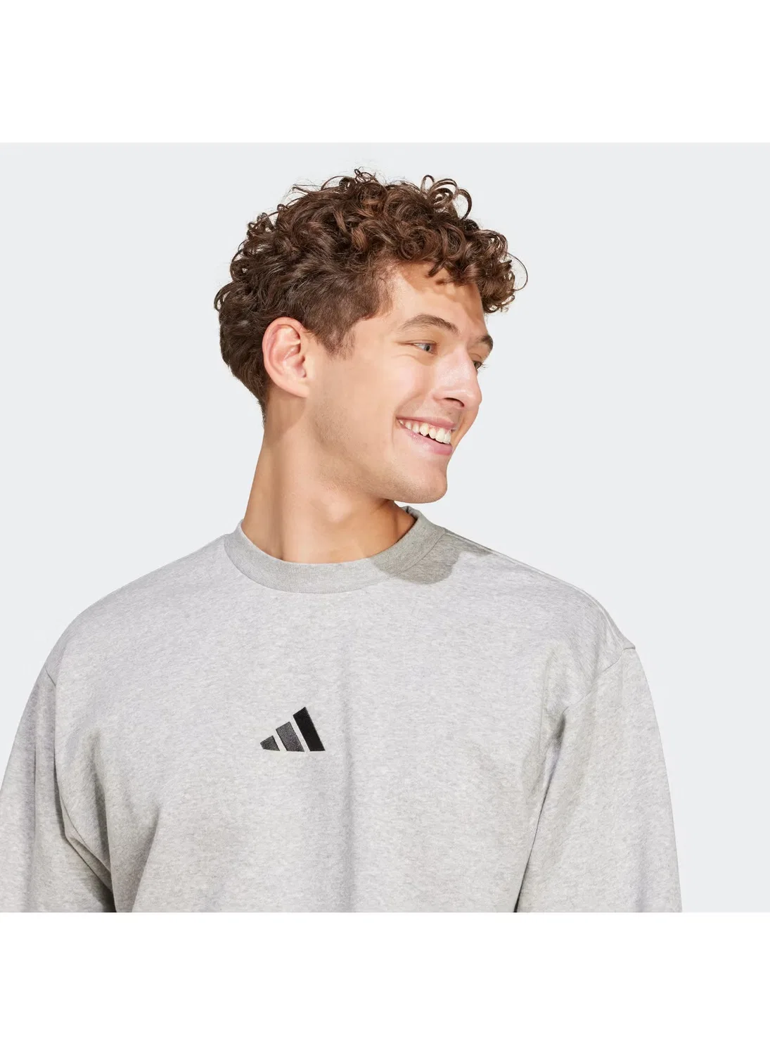 Свитшот с логотипом Essential logo fleece Adidas, серый — фото 3