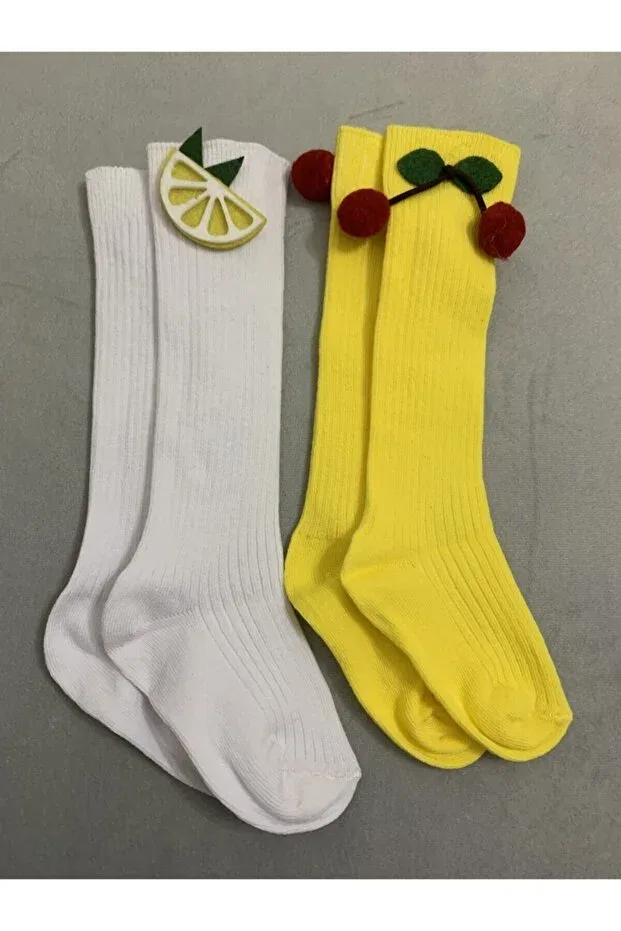 Детские носки для девочек с принтом 2 pack Hdt Store, Yellow White