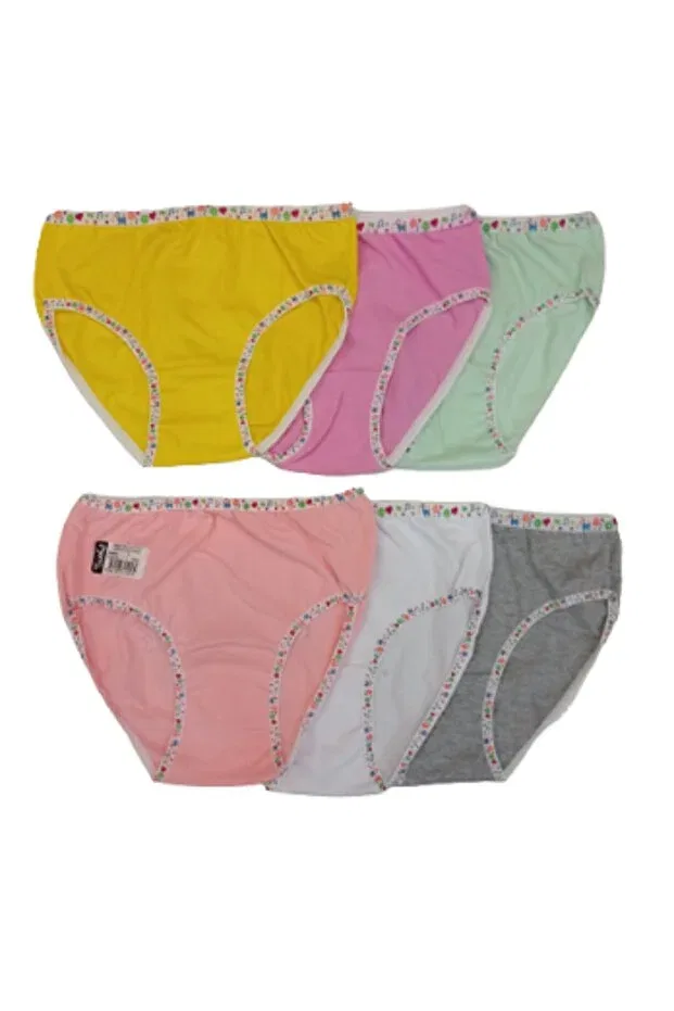 Детские трусы для девочек с принтом Back Printed Bato Panties Tutku, Yellow Pink Mint Powder White Gray
