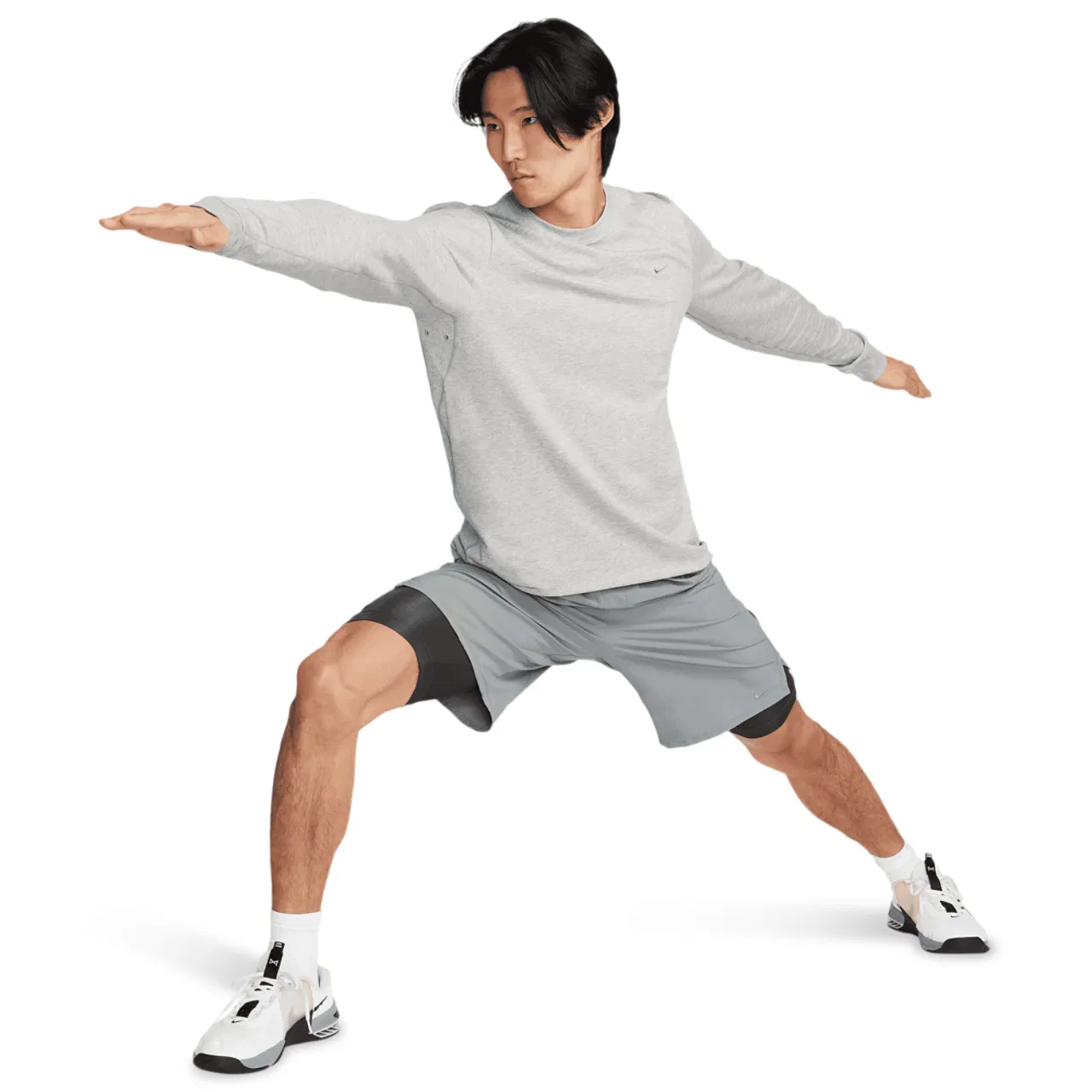 Футболка с длинным рукавом мужская Primary Dri-FIT Nike, цвет Smoke Grey/Dk Grey Heather/Heather — фото 4