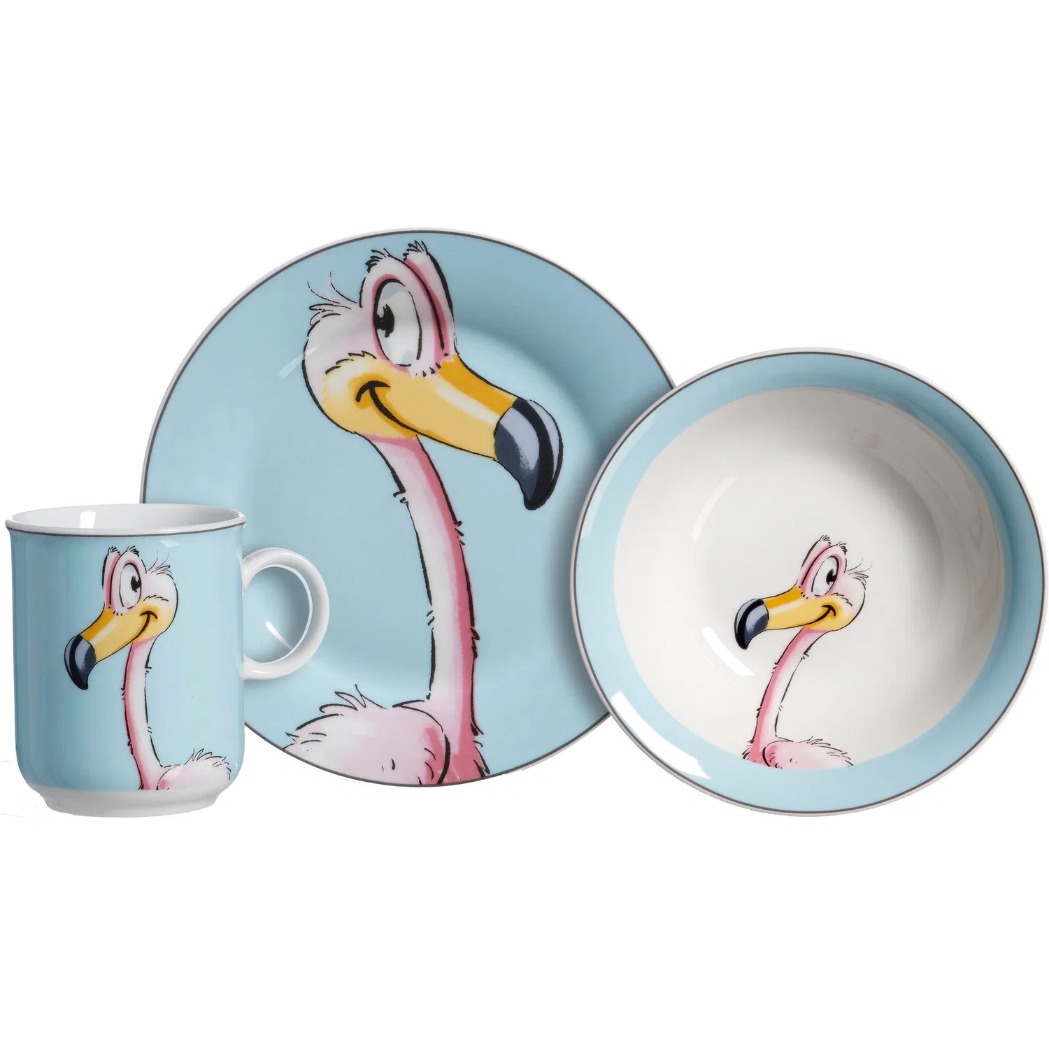 Детский набор посуды 3 предмета Happy Zoo Flo Ritzenhoff & Breker, Flamingo-Dekor