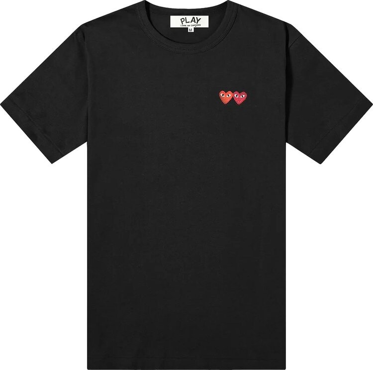 

Футболка Comme des Garçons PLAY Double Heart Tee 'Black', черный