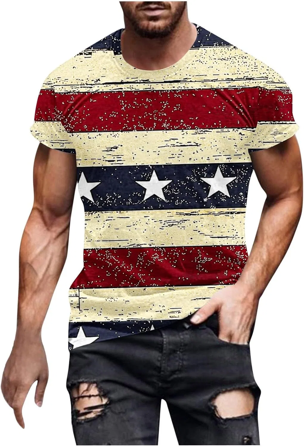 Мужская футболка с американским флагом 1776 Short Sleeve, Blue