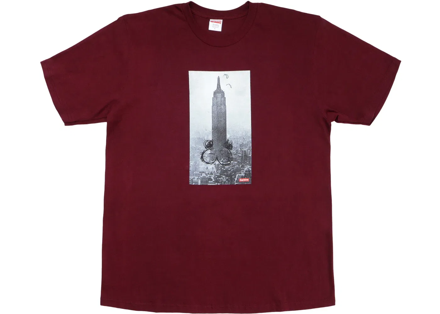 Мужская футболка с принтом Supreme Mike Kelley The Empire State Building Tee, Burgundy