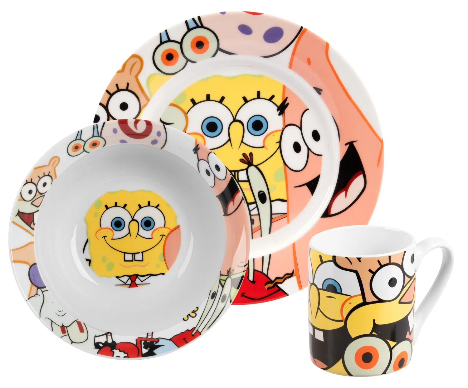 Детский набор посуды из 3 предметов с принтом Spongebob Schwammkopf, United Labels, Порцелан