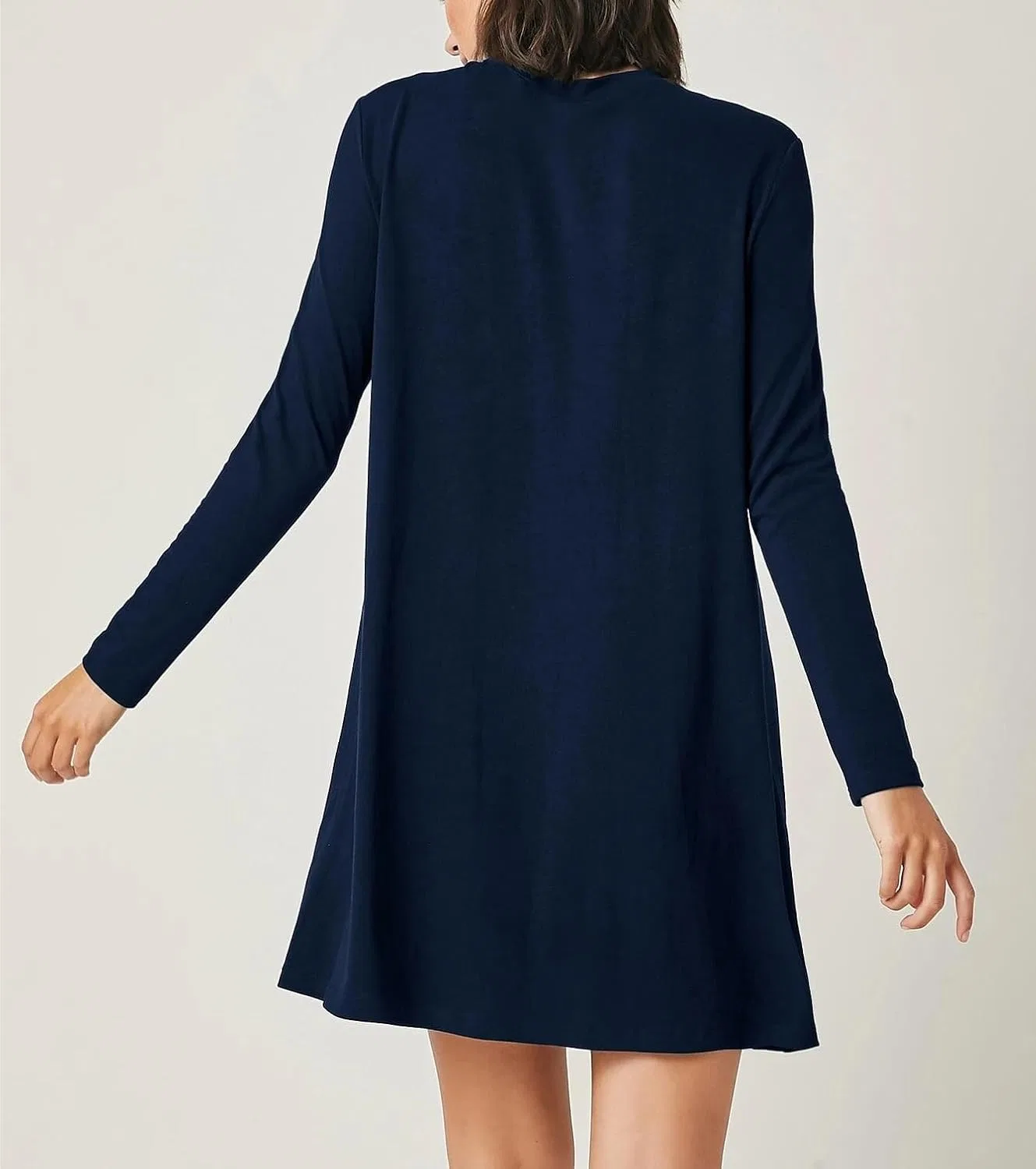 Женское трикотажное платье свободного кроя с длинным рукавом, Navy Blue — фото 3