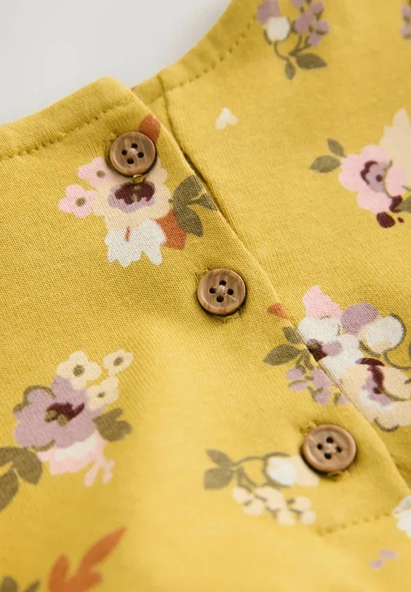 Платье флоральное Regular fit Long sleeve tiered dress Next, Ochre Yellow Floral, желтый — фото 2