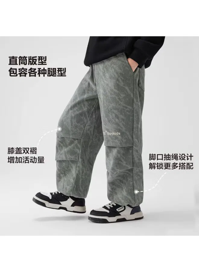 Штаны свободного кроя для мальчиков Zuoxi, зеленый — фото 4